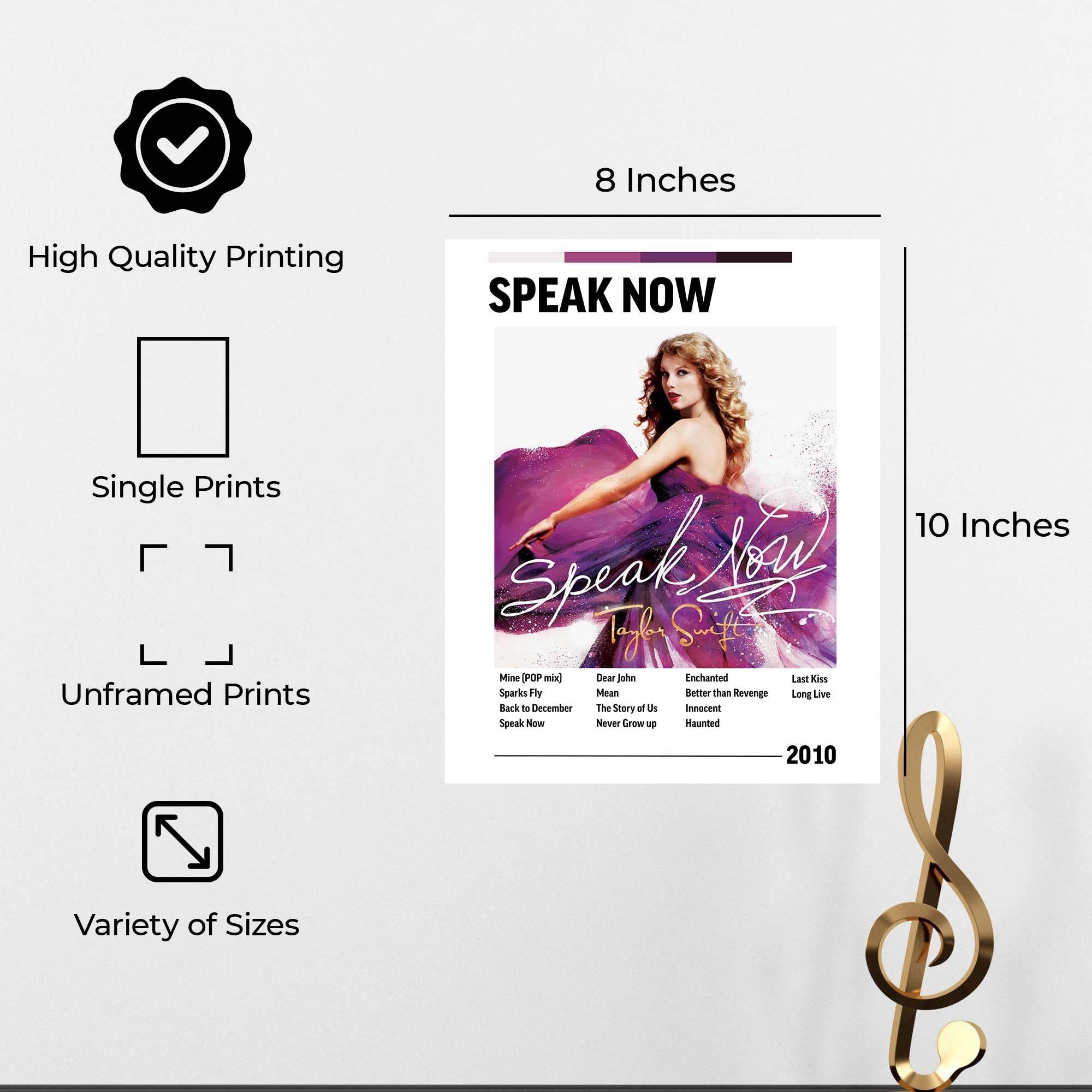 InkFlow Speak Now Album Poster - Classic Music Art Print, Elegant Wall Decor for Home or Office, Perfect Gift for Music Lovers, Stylish Decor for Fans of Music - 11x14 Unframed Canvas Wall Ar - Infinity Beyond Crafts