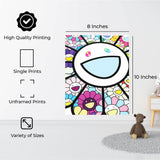 InkFlow Takashi Murakami Inspired Poster Wall Art Print - Bright and Colorful Floral Pop Art Design for Bedroom, Office, or Contemporary Living Spaces - 8x10 Unframed Canvas Wall Art - Infinity Beyond Crafts