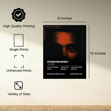 InkFlow My Dear Melancholy Music Poster - Iconic Pop Art Print for Music Lovers, Inspirational Wall Decor for Home, Office, and Music Enthusiasts - 8x10 Unframed Canvas Wall Art - Infinity Beyond Crafts