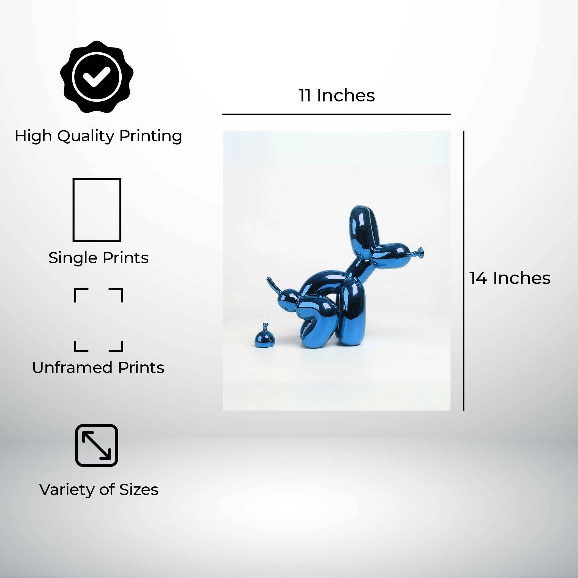 InkFlow Balloon Dog Pooping Poster - Bold and Funny Pop Art Animal Wall Art for Bedroom, Living Room or Office - Unique Quirky Gift for Dog & Art Fans - 8x10 Unframed Canvas Wall Art - Infinity Beyond Crafts