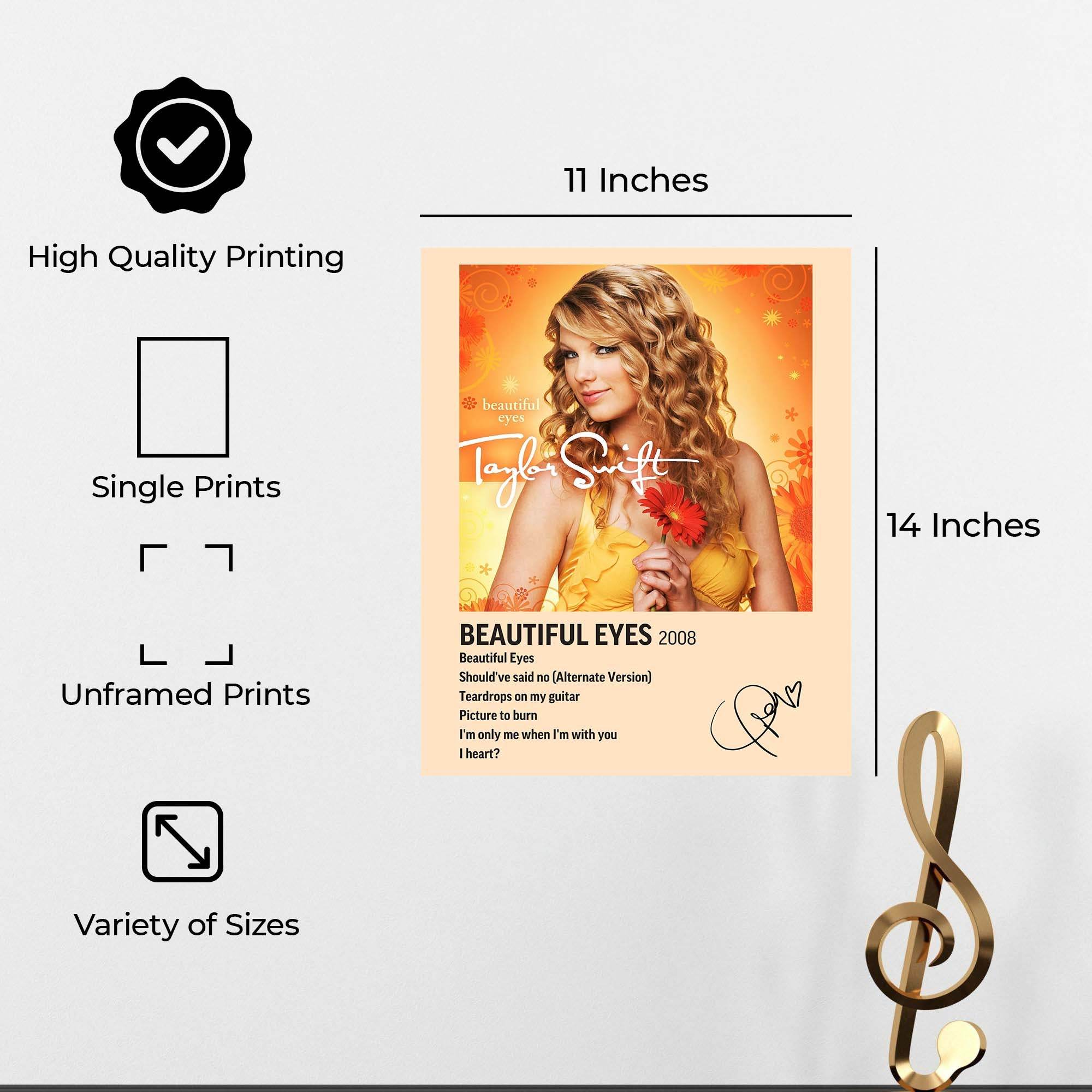 InkFlow Beautiful Eyes Album Poster - Classic Music Art Print, Elegant Wall Decor for Home or Office, Perfect Gift for Country Pop Music Fans - 8x10 Unframed Canvas Wall Art - Infinity Beyond Crafts