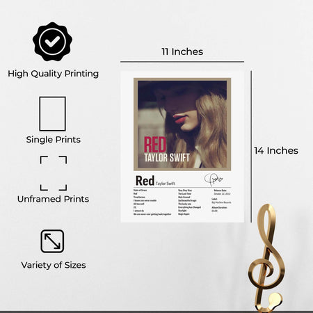 InkFlow Red Album Poster - Vibrant Music Art Print, Stylish Wall Decor for Home or Office, Perfect Gift for Fans of Pop and Country Music - 11x14 Unframed Canvas Wall Art - Infinity Beyond Crafts