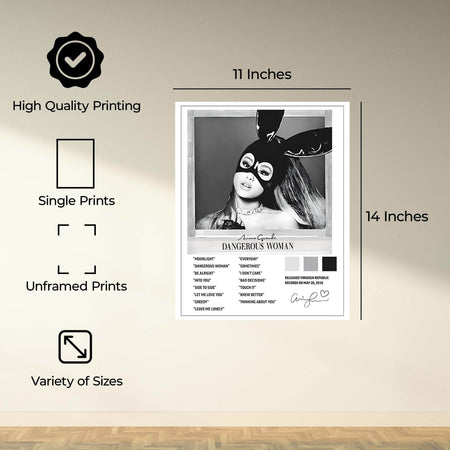 InkFlow Dangerous Woman Music Art Poster - Bold, Inspirational Print for Music Lovers, Home or Studio Wall Décor, Modern Artwork for Trendy Spaces - 8x10 Unframed Canvas Wall Art - Infinity Beyond Crafts