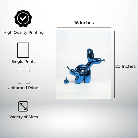 InkFlow Balloon Dog Pooping Poster - Bold and Funny Pop Art Animal Wall Art for Bedroom, Living Room or Office - Unique Quirky Gift for Dog & Art Fans - 8x10 Unframed Canvas Wall Art - Infinity Beyond Crafts