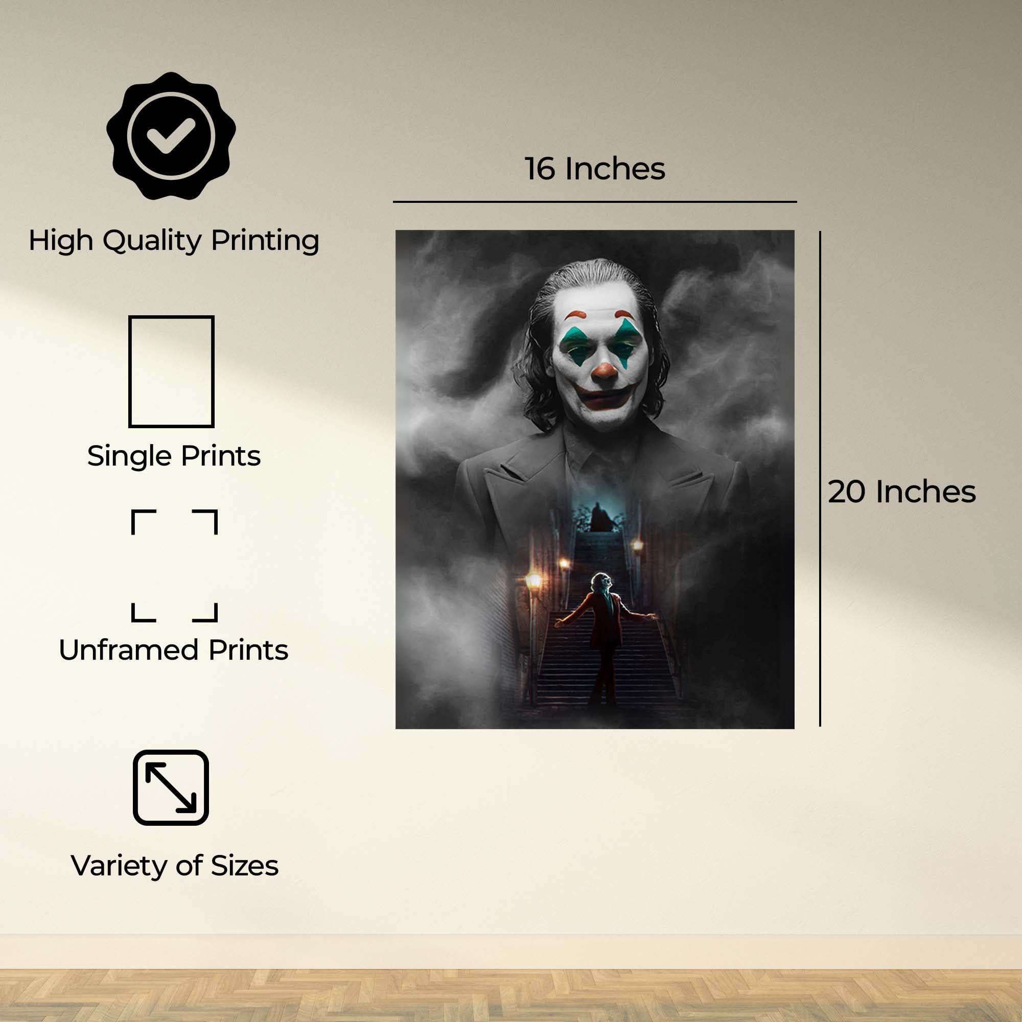 Click to see full view InkFlow Clown-Inspired Villain Poster - Dark Humor Wall Art for Home, Office, Bedroom Décor, Unique Artwork for Fans of Antiheroes and Comic Book Culture - 8x10 Unframed Wall Art - Infinity Beyond Crafts