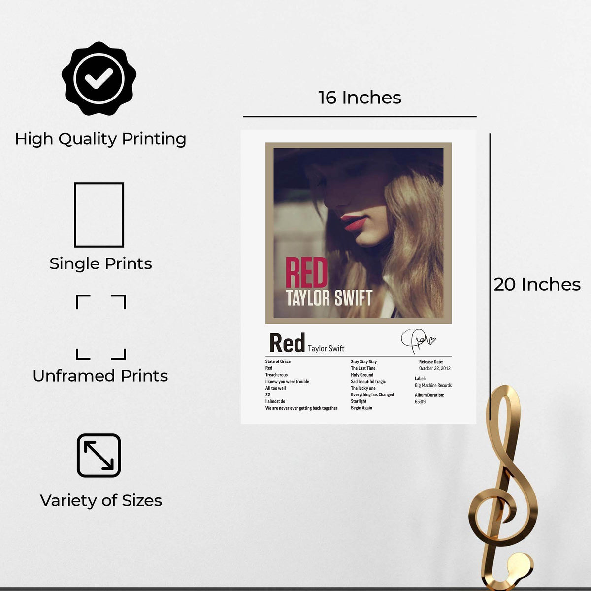 InkFlow Red Album Poster - Vibrant Music Art Print, Stylish Wall Decor for Home or Office, Perfect Gift for Fans of Pop and Country Music - 11x14 Unframed Canvas Wall Art - Infinity Beyond Crafts