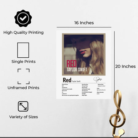 InkFlow Red Album Poster - Vibrant Music Art Print, Stylish Wall Decor for Home or Office, Perfect Gift for Fans of Pop and Country Music - 11x14 Unframed Canvas Wall Art - Infinity Beyond Crafts