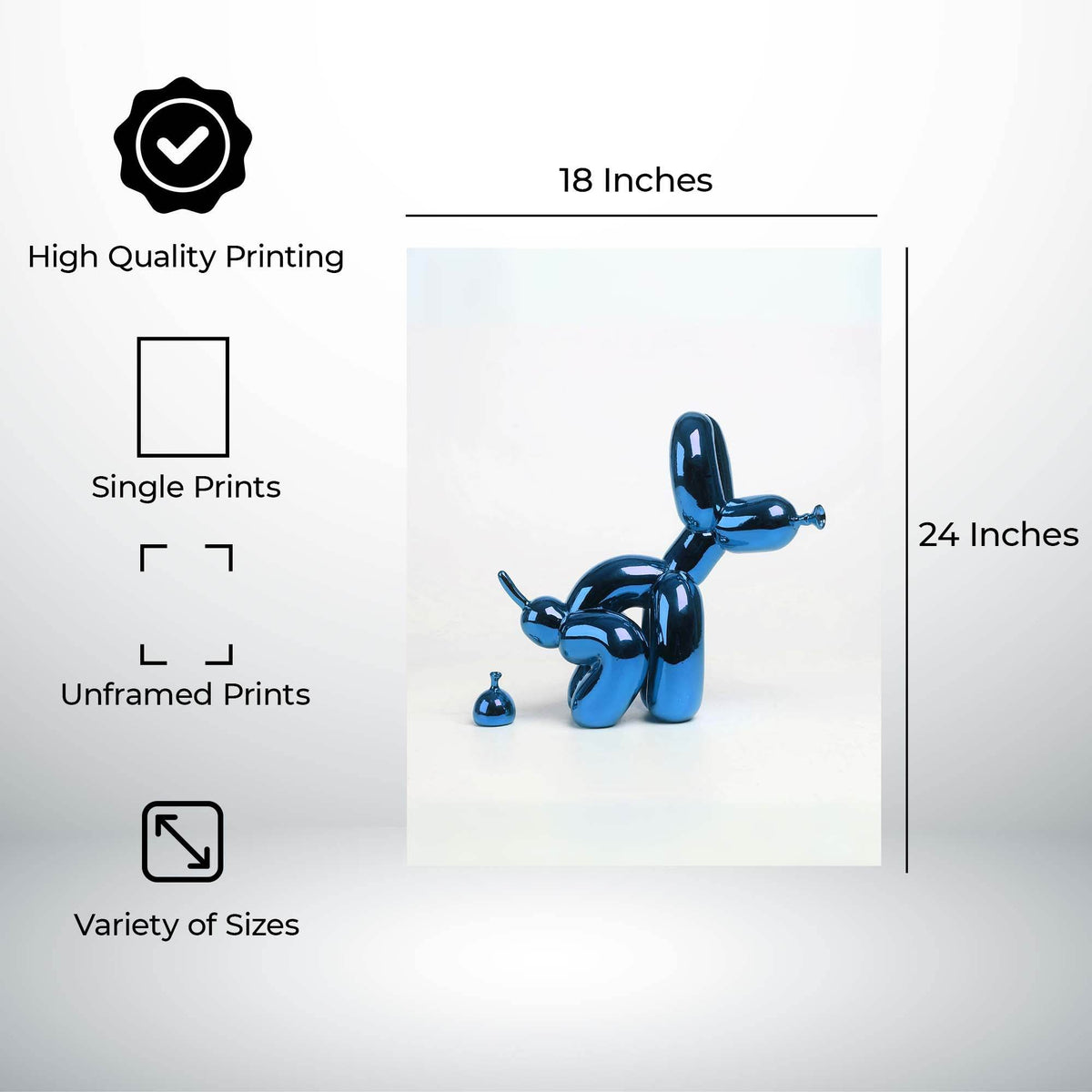 InkFlow Balloon Dog Pooping Poster - Bold and Funny Pop Art Animal Wall Art for Bedroom, Living Room or Office - Unique Quirky Gift for Dog & Art Fans - 8x10 Unframed Canvas Wall Art - Infinity Beyond Crafts