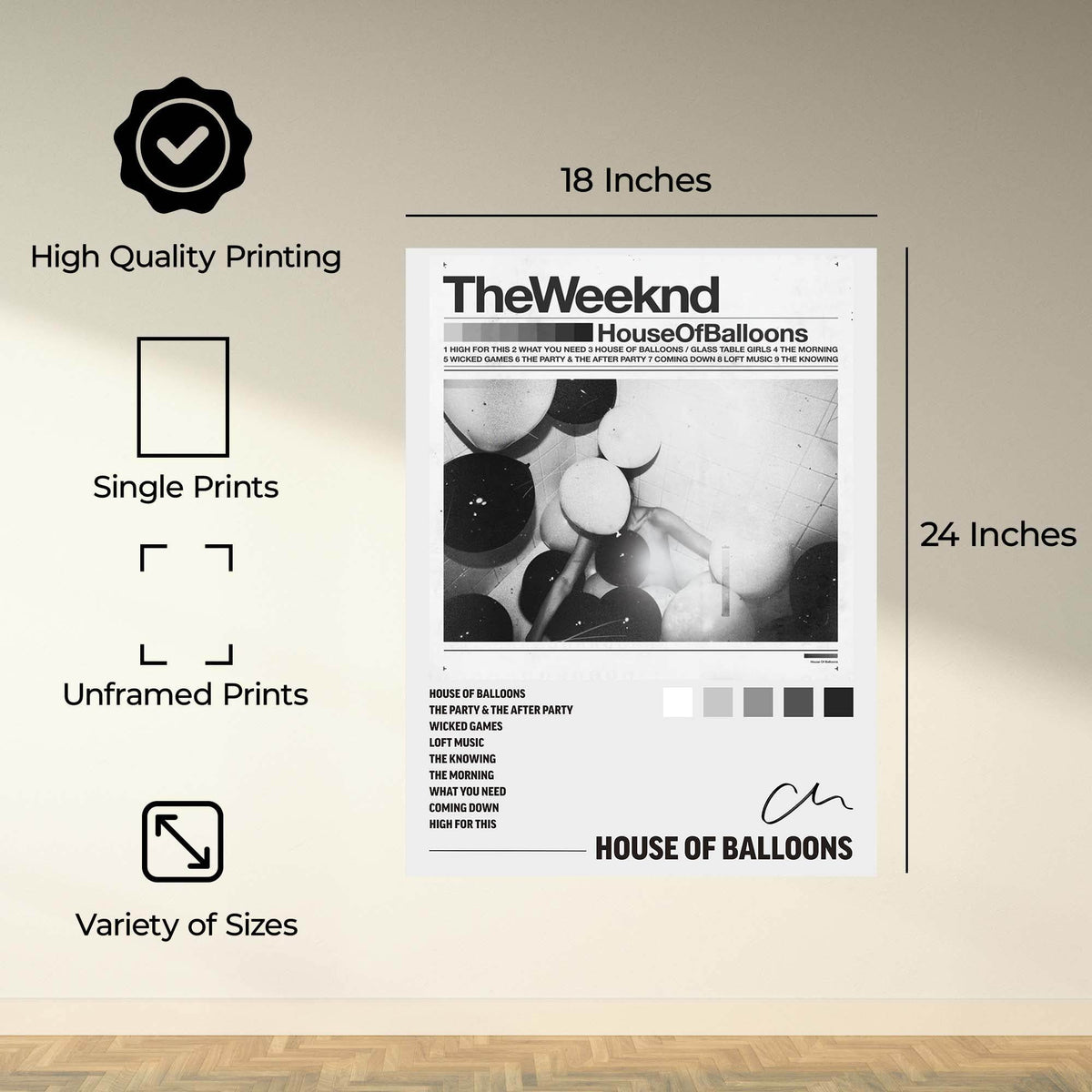 InkFlow House of Balloons Music Poster - Iconic Pop Art Print for Music Lovers, Inspirational Wall Decor for Home, Office, and Music Enthusiasts - Unframed Canvas Wall Art - Infinity Beyond Crafts