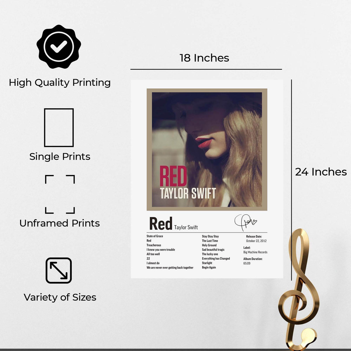 InkFlow Red Album Poster - Vibrant Music Art Print, Stylish Wall Decor for Home or Office, Perfect Gift for Fans of Pop and Country Music - 11x14 Unframed Canvas Wall Art - Infinity Beyond Crafts