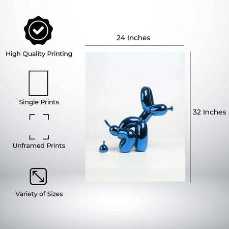 InkFlow Balloon Dog Pooping Poster - Bold and Funny Pop Art Animal Wall Art for Bedroom, Living Room or Office - Unique Quirky Gift for Dog & Art Fans - 8x10 Unframed Canvas Wall Art - Infinity Beyond Crafts