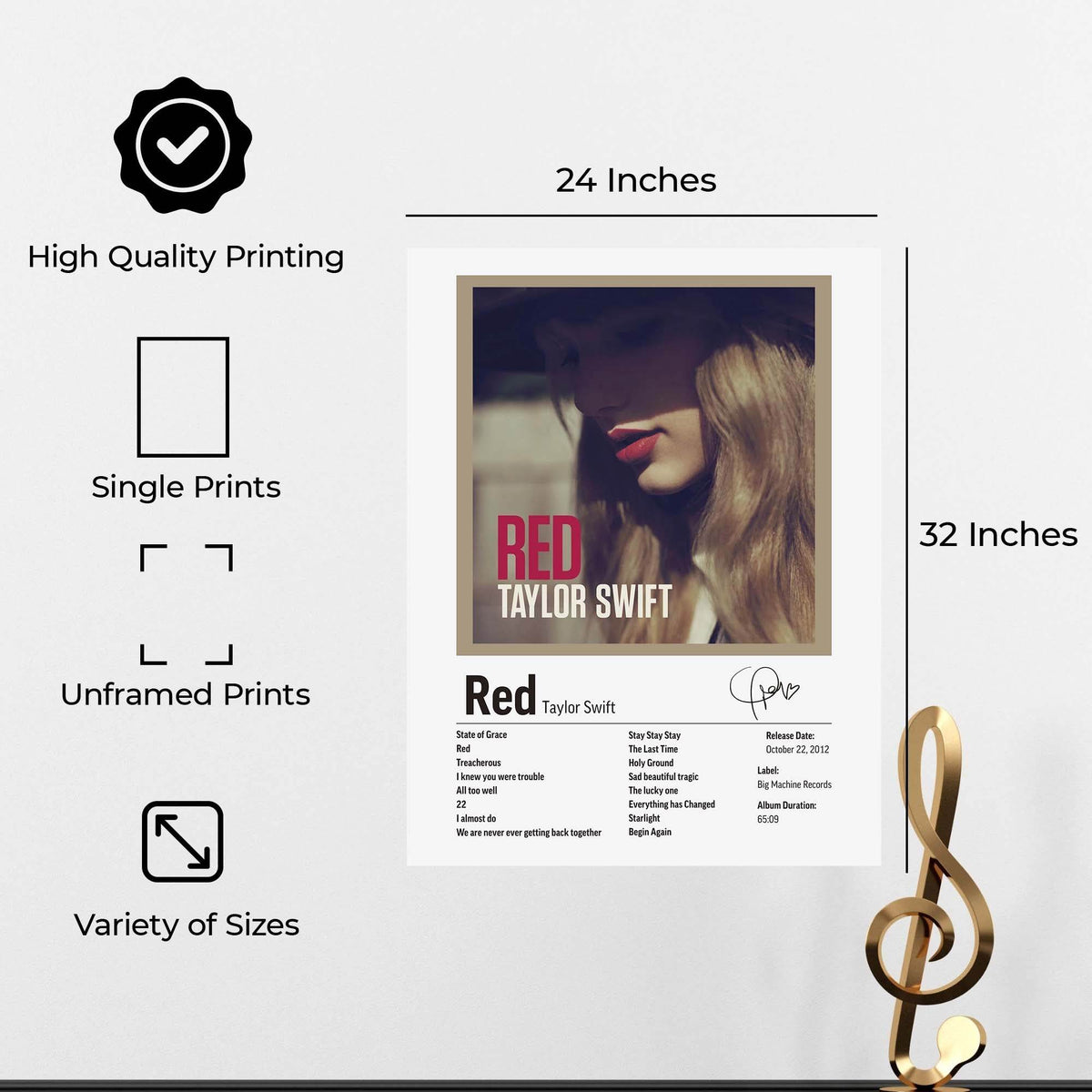 InkFlow Red Album Poster - Vibrant Music Art Print, Stylish Wall Decor for Home or Office, Perfect Gift for Fans of Pop and Country Music - 11x14 Unframed Canvas Wall Art - Infinity Beyond Crafts