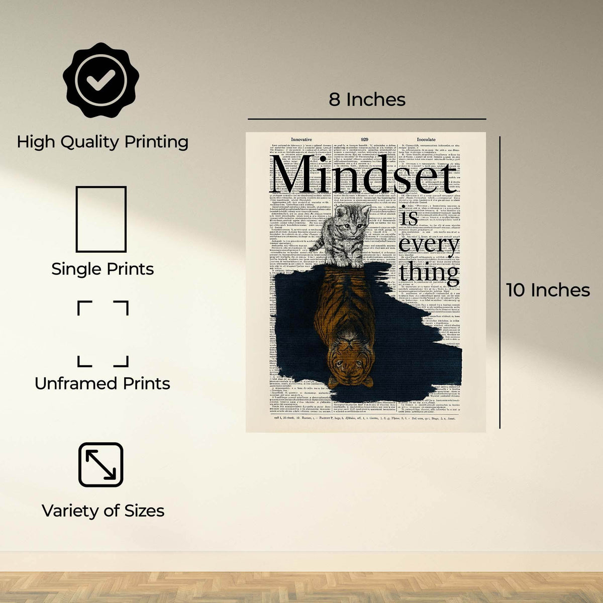 InkFlow Mindset is Everything Poster - Motivational Wall Art for Home, Office, Bedroom, Living Room Décor - Inspirational Quote to Empower and Encourage Growth - 8x10 Unframed Wall Art - Infinity Beyond Crafts