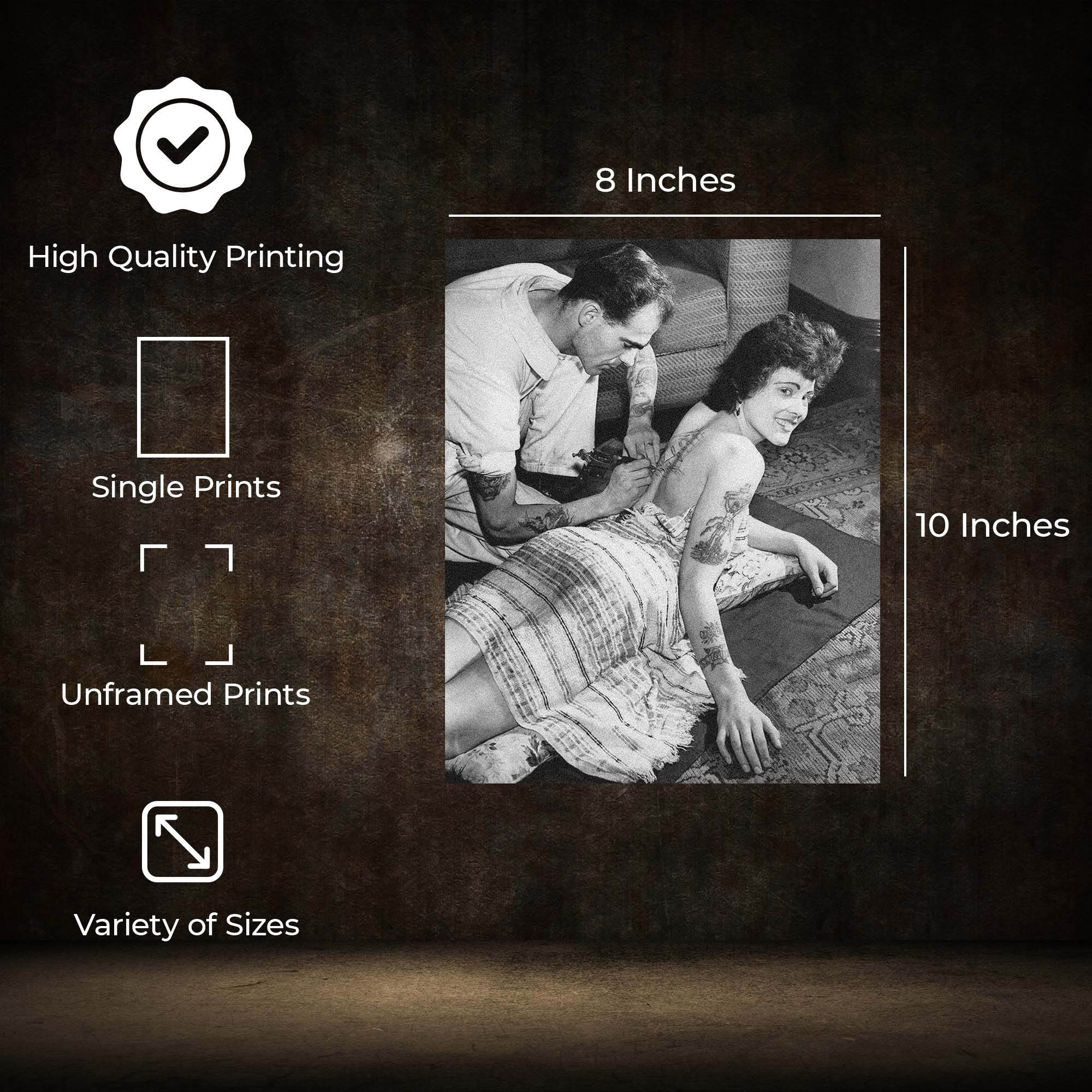 InkFlow Goth Vintage Tattooed Lady Poster for Wiccan & Goth Art - Retro and Edgy Art Print for Bedroom, Living Room, or Office - Unique Wall Decor - 11x14 Unframed Canvas Wall Art - Infinity Beyond Crafts