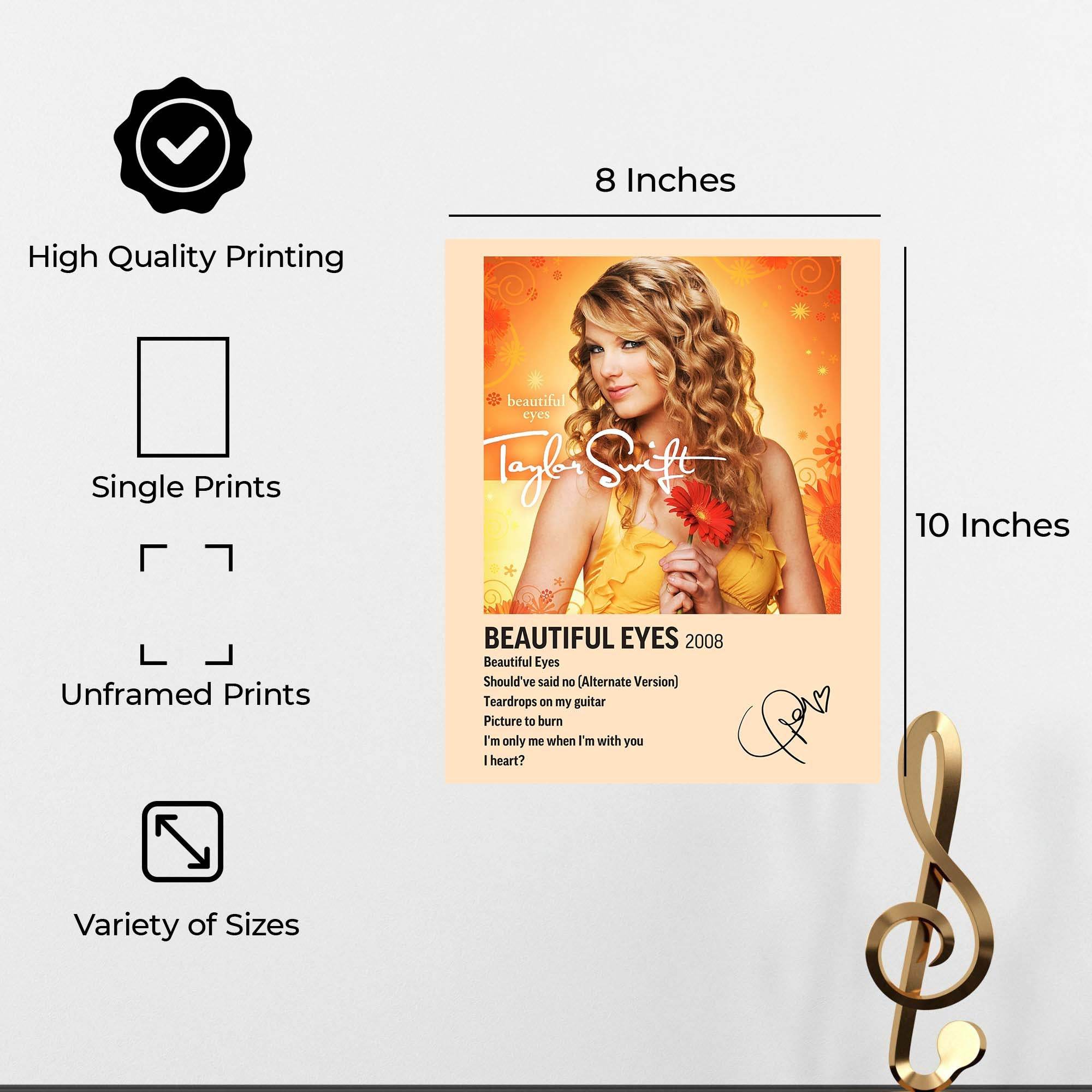 InkFlow Beautiful Eyes Album Poster - Classic Music Art Print, Elegant Wall Decor for Home or Office, Perfect Gift for Country Pop Music Fans - 8x10 Unframed Canvas Wall Art - Infinity Beyond Crafts