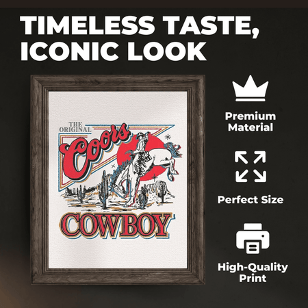 InkFlow Vintage Cowboy Beer Poster - Classic Beer Label Print - Retro Advertising Art - American Icon Art - Graffiti Art - Great Bedroom or Living Room Decor - 8x10 UNFRAMED Wall Art - Infinity Beyond Crafts