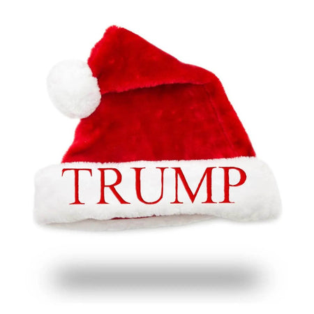 Trump Presidential Santa Hats - Embroidered Designs of Current Presidential Candidates - Perfect for Holiday Parties, and Events - Infinity Beyond Crafts