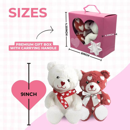 2-Pack Romantic Bears Decorations Premium Gift Box with Carrying Handle - Perfect Christmas, Valentine, Birth day Gift for Family & Friends - Infinity Beyond Crafts