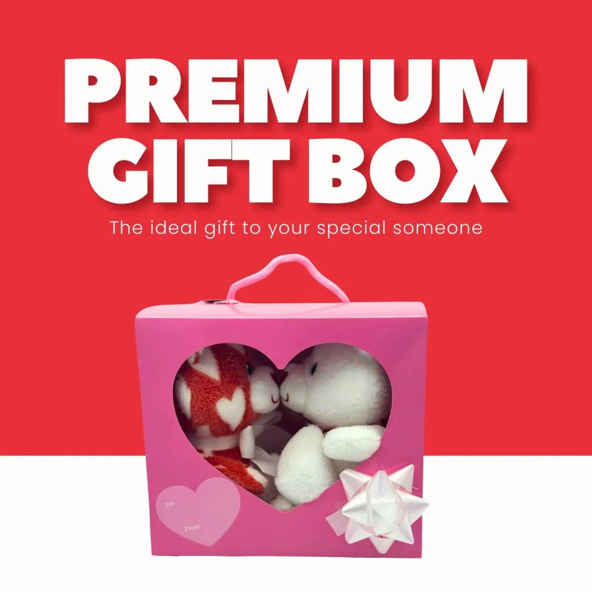 2-Pack Romantic Bears Decorations Premium Gift Box with Carrying Handle - Perfect Christmas, Valentine, Birth day Gift for Family & Friends - Infinity Beyond Crafts