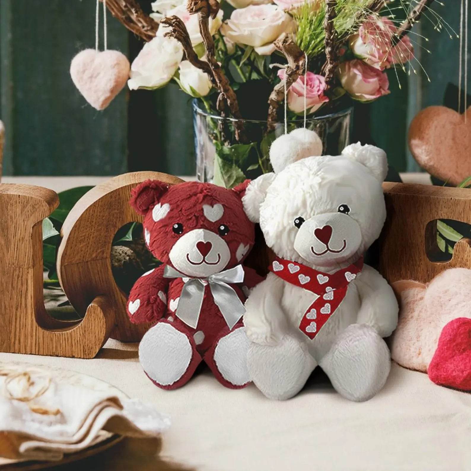 2-Pack Romantic Bears Decorations Premium Gift Box with Carrying Handle - Perfect Christmas, Valentine, Birth day Gift for Family & Friends - Infinity Beyond Crafts