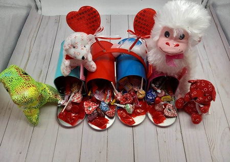 Personalized Valentines gift for class, tin mailbox, candy filled mailbox, bulk gifts, teacher, coworker, classroom, special occasion - Infinity Beyond Crafts