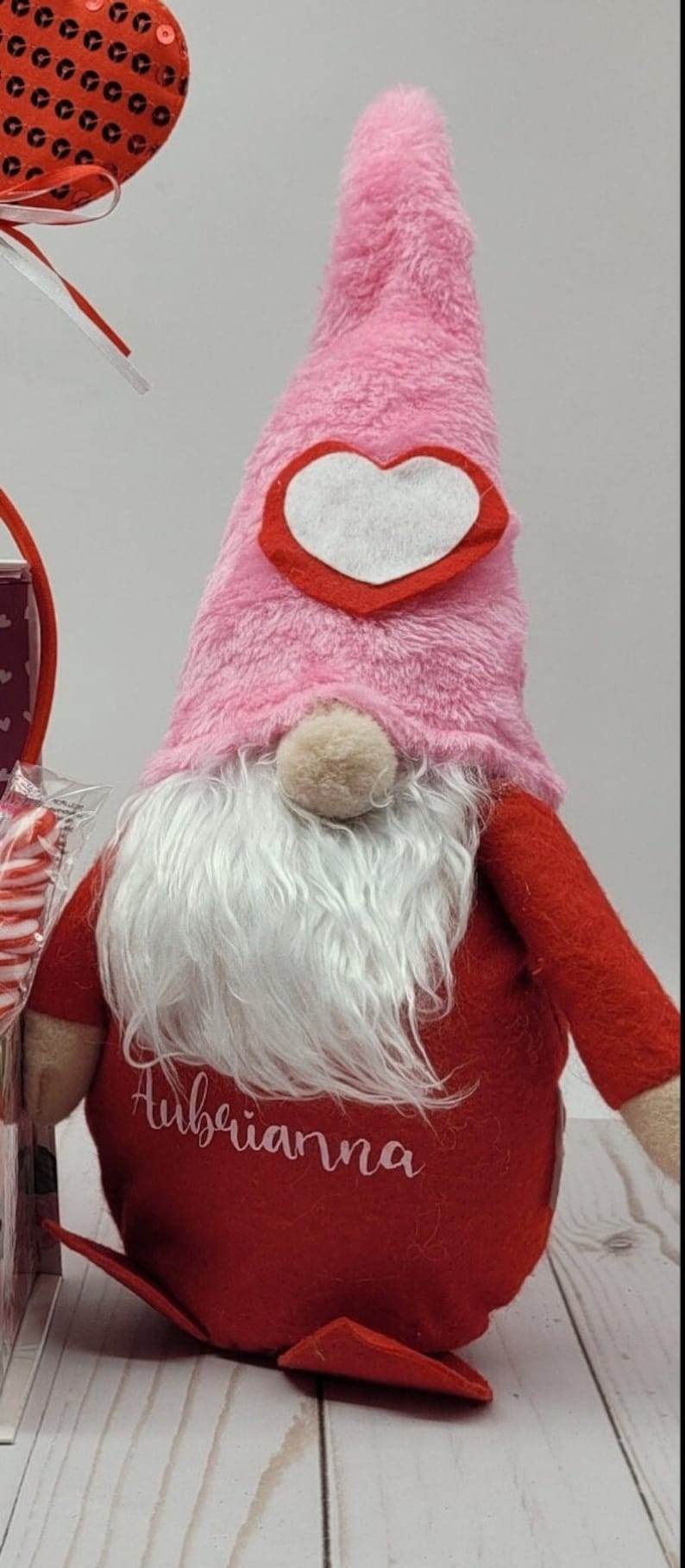 Personalized Valentines gift basket, candy filled, chocolate, gnome, gifts for him, gifts for her, teacher, coworker, boss, movie night - Infinity Beyond Crafts