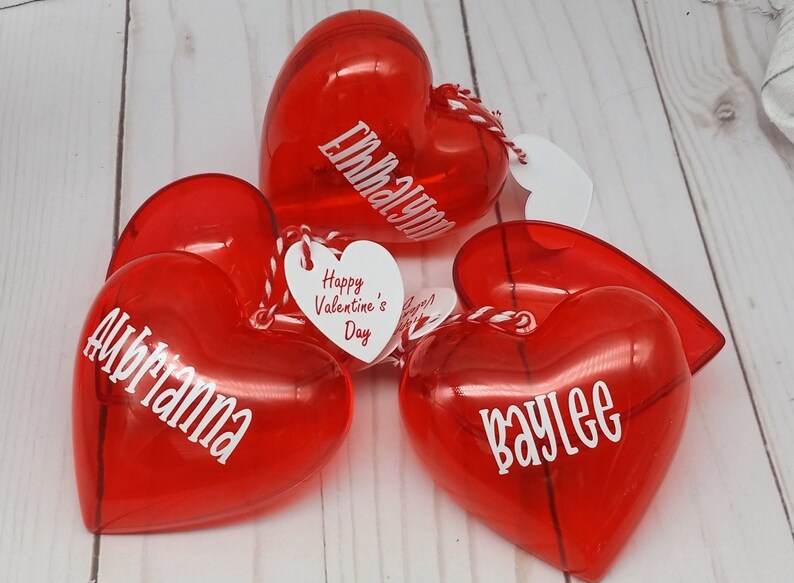 Gifts for classroom, under 3, Personalized gift, heart shaped candy containers, candy filled container, bulk gifts, teacher, friend - Infinity Beyond Crafts