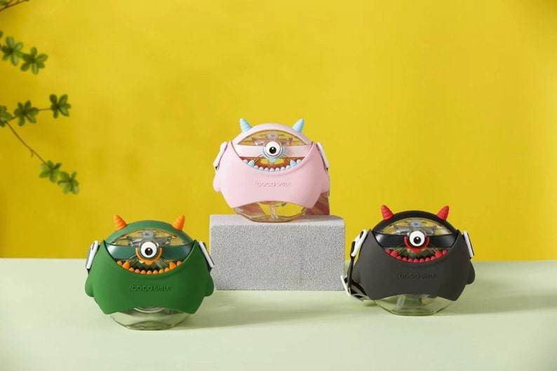 Coco Monster Round Cup Children's Water Bottle – Personalizable and Customizable, Includes Lanyard, Canteen Design for School & Daily Use - Infinity Beyond Crafts