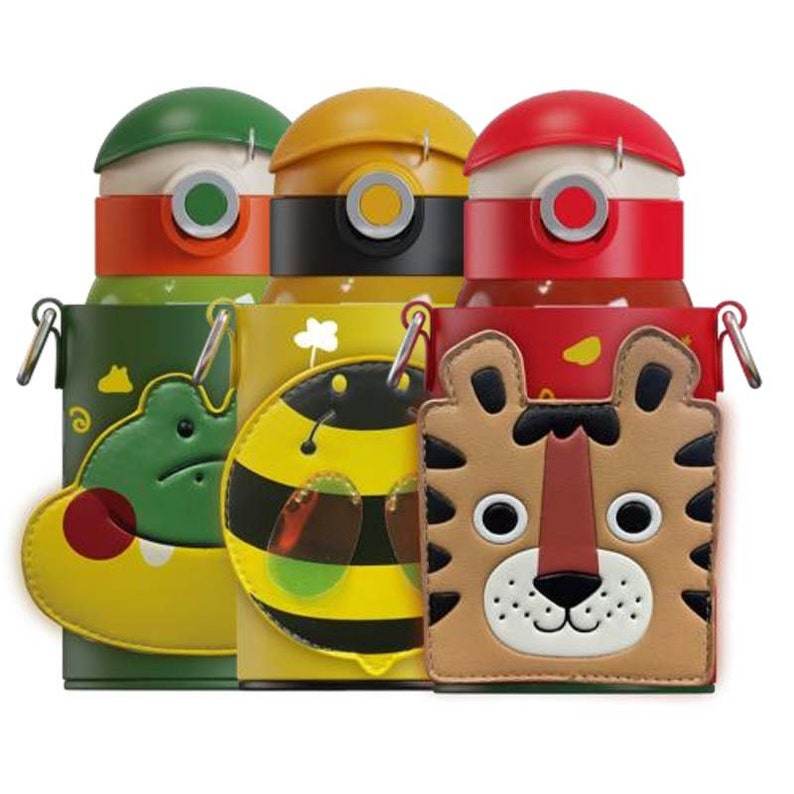 Cocosmile Insulated Water Bottle with Zipper Pouch – Easy Open Button, Carrying Lanyard, Food Grade Stainless Steel, Keep Drinks Hot or Cold - Infinity Beyond Crafts