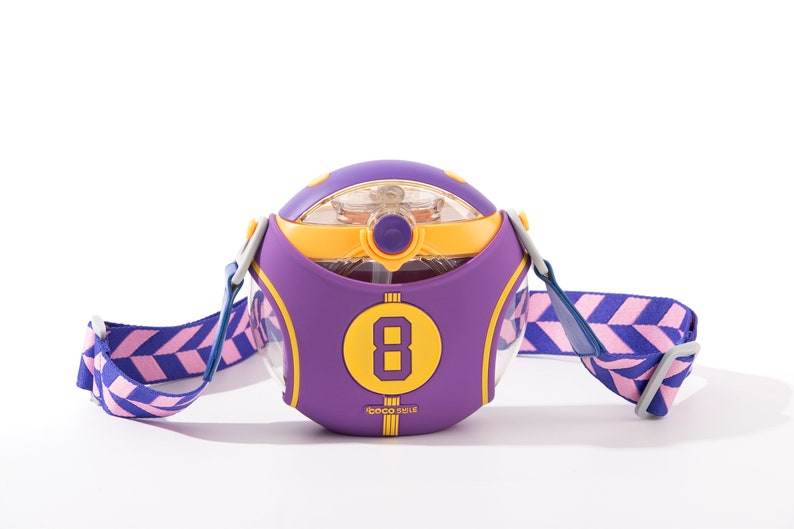 Number 8 jersey Round Cup Children's Water Bottle – Personalizable and Customizable, Includes Lanyard, Canteen Design for School & Daily Use - Infinity Beyond Crafts