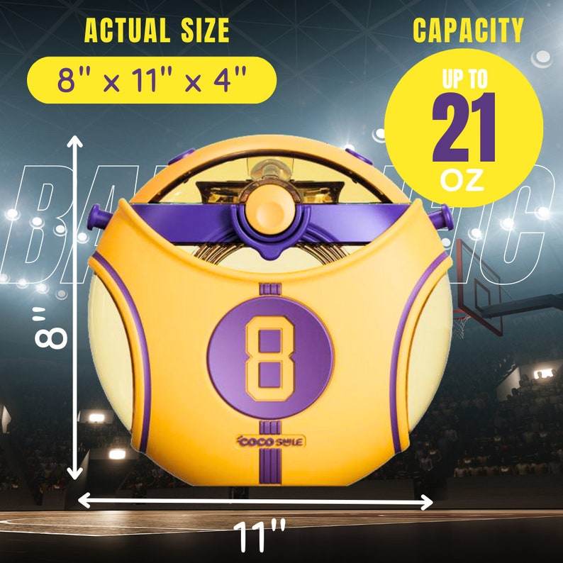 Number 8 jersey Round Cup Children's Water Bottle – Personalizable and Customizable, Includes Lanyard, Canteen Design for School & Daily Use - Infinity Beyond Crafts