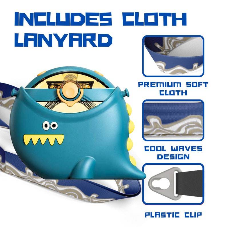 Dinosaur Straw Round Cup Children's Water Bottle – Personalizable and Customizable, Includes Lanyard, Canteen Design for School & Daily Use - Infinity Beyond Crafts