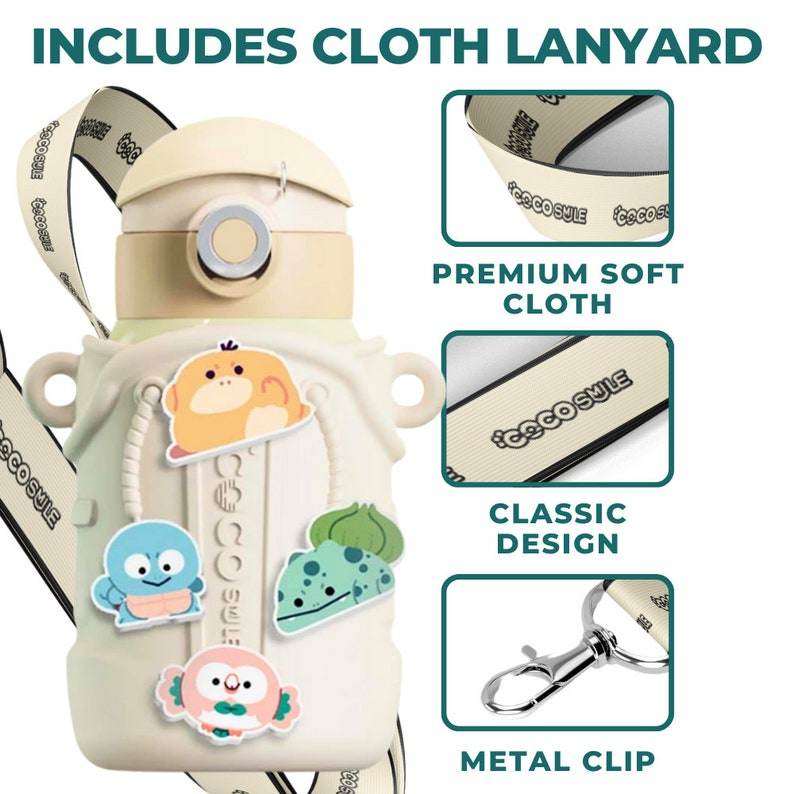 Cocosmile Fun Charm Thermal Insulated Water Bottle with Sleeve – Stainless Steel, Durable Design, Easy to Carry, Keeps Drinks Hot or Cold - Infinity Beyond Crafts