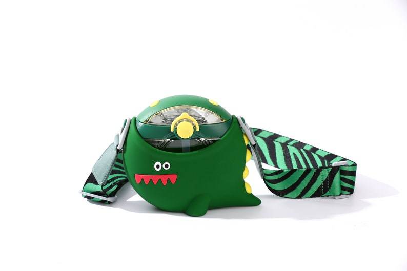 Dinosaur Straw Round Cup Children's Water Bottle – Personalizable and Customizable, Includes Lanyard, Canteen Design for School & Daily Use - Infinity Beyond Crafts