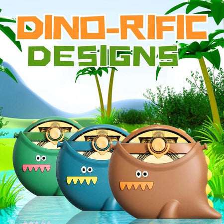 Dinosaur Straw Round Cup Children's Water Bottle – Personalizable and Customizable, Includes Lanyard, Canteen Design for School & Daily Use - Infinity Beyond Crafts