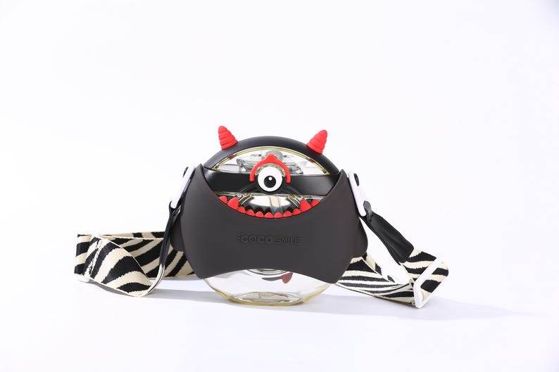 Coco Monster Round Cup Children's Water Bottle – Personalizable and Customizable, Includes Lanyard, Canteen Design for School & Daily Use - Infinity Beyond Crafts