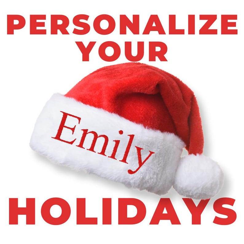 Santa hat, holiday gift, Customizable Personalized Embroidered Hat, Christmas, Kids, Adults, Seniors - Infinity Beyond Crafts