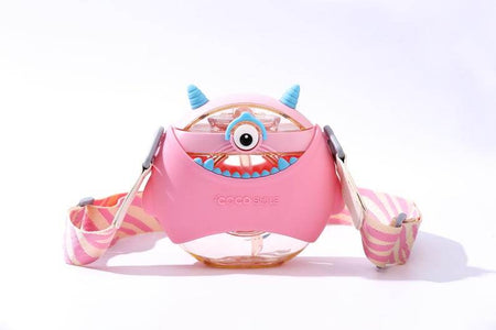 Coco Monster Round Cup Children's Water Bottle – Personalizable and Customizable, Includes Lanyard, Canteen Design for School & Daily Use - Infinity Beyond Crafts