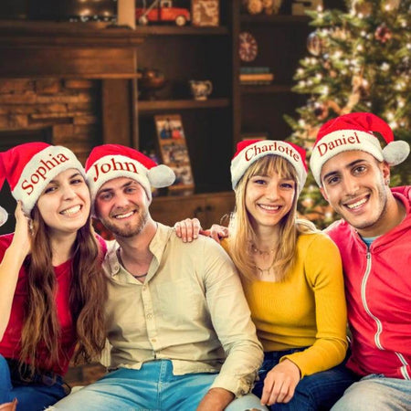 Santa hat, holiday gift, Customizable Personalized Embroidered Hat, Christmas, Kids, Adults, Seniors - Infinity Beyond Crafts