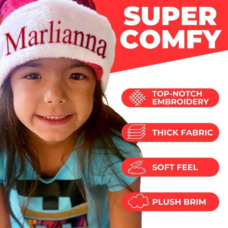 Santa hat, holiday gift, Customizable Personalized Embroidered Hat, Christmas, Kids, Adults, Seniors - Infinity Beyond Crafts