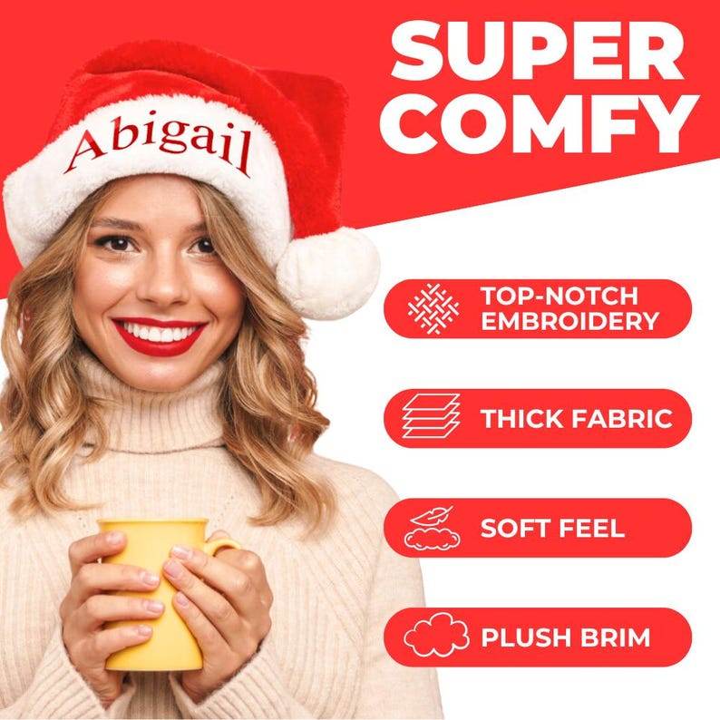 Santa hat, holiday gift, Customizable Personalized Embroidered Hat, Christmas, Kids, Adults, Seniors - Infinity Beyond Crafts