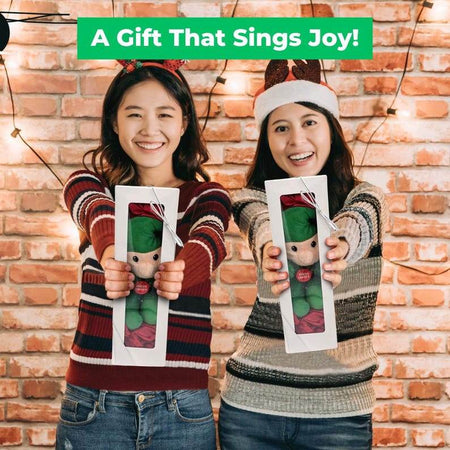 Customizable Plush Christmas Elf Singing Toy 8.5-Inch - Christmas Holiday Musical Companion, Play Songs Simple Button Press, Home Décor Gift - Infinity Beyond Crafts
