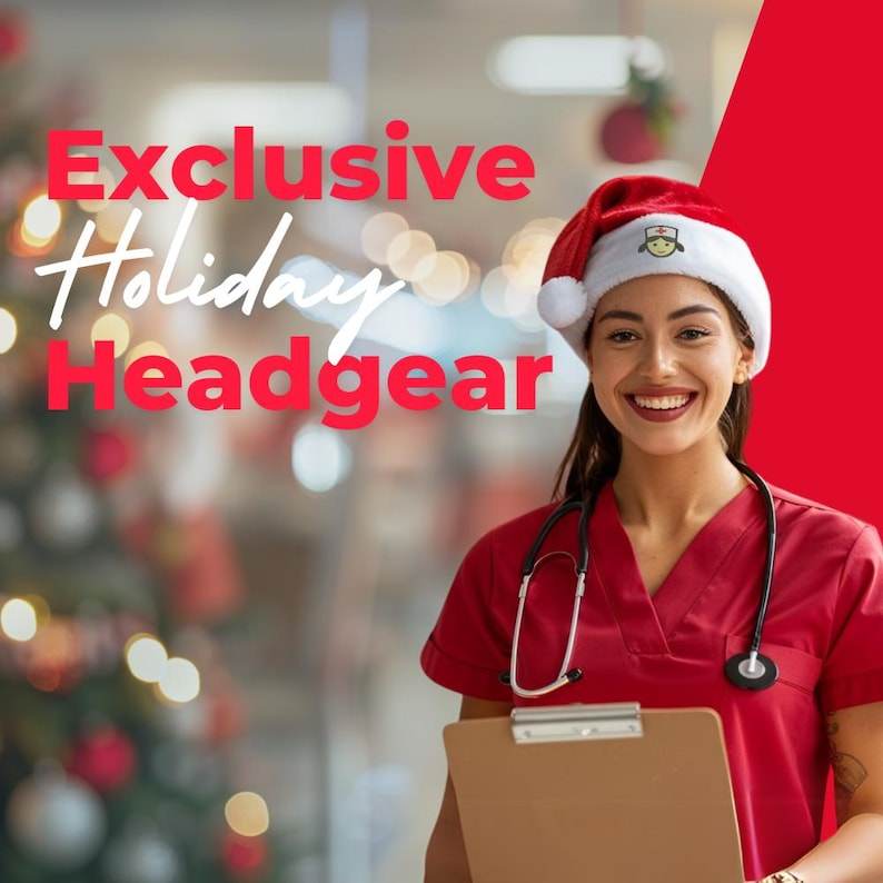 Christmas Nurse Santa Hat – Comfortable Holiday Hat for Nurses, Doctors & Healthcare Workers – Perfect for Christmas Parties, Medical Gifts - Infinity Beyond Crafts