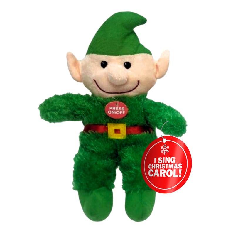 Customizable Plush Christmas Elf Singing Toy 8.5-Inch - Christmas Holiday Musical Companion, Play Songs Simple Button Press, Home Décor Gift - Infinity Beyond Crafts