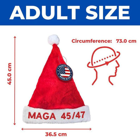 Cocosmile Trump Santa Hat MAGA 45/47 - Embroidered Designs of Current President- Perfect for Holiday Parties, and Events - Infinity Beyond Crafts