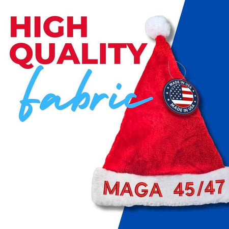 Cocosmile Trump Santa Hat MAGA 45/47 - Embroidered Designs of Current President- Perfect for Holiday Parties, and Events - Infinity Beyond Crafts