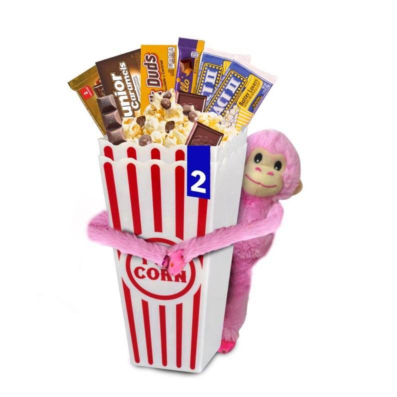 Movie Night Popcorn & Candy Gift Basket - Perfect Valentine’s Day Treat for a Cozy, Fun Evening at Home or the Theater with Loved Ones - Infinity Beyond Crafts