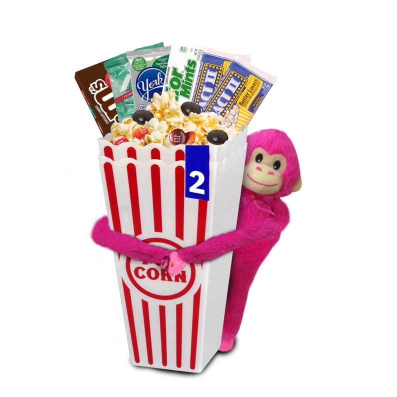 Movie Night Popcorn & Candy Gift Basket - Perfect Valentine’s Day Treat for a Cozy, Fun Evening at Home or the Theater with Loved Ones - Infinity Beyond Crafts
