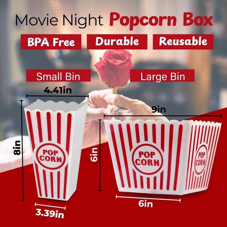 Movie Night Popcorn & Candy Gift Basket - Perfect Valentine’s Day Treat for a Cozy, Fun Evening at Home or the Theater with Loved Ones - Infinity Beyond Crafts