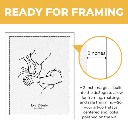 Personalized Bound By Love print showing approximately 2-inch built-in margin for framing and matting